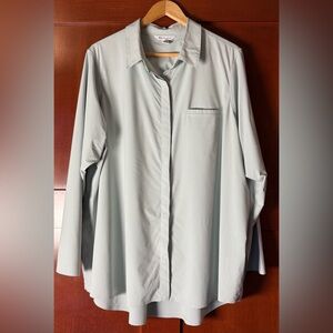 Athleta Mint Green Striped Urbanite Button Down Top Size 2X